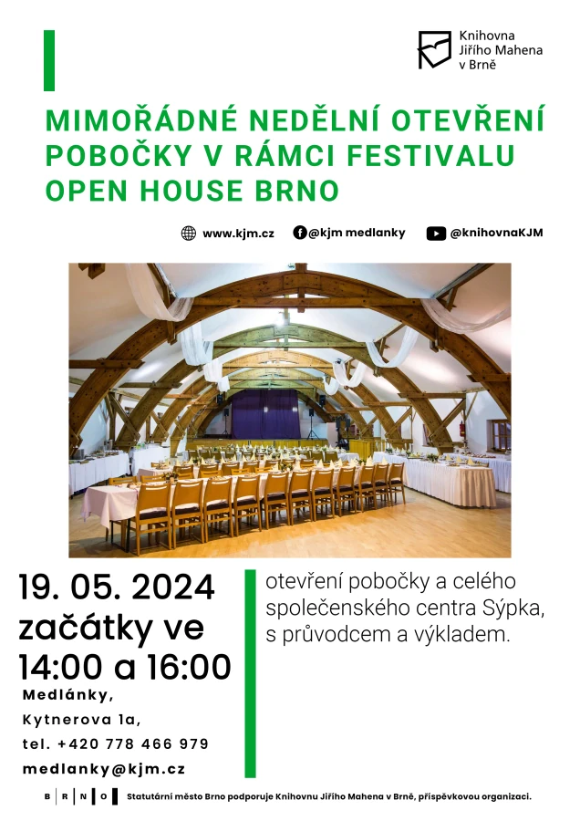 Akce KJM: Mimořádné nedělní otevření pobočky v rámci festivalu Open House Brno